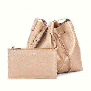 Lancaster Paris "Pur Saffiano" Bucket Bag, Gold